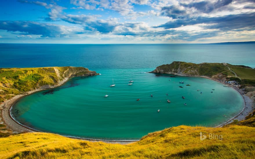 Lulworth Cove along the Jurassic Coast, Dorset, England