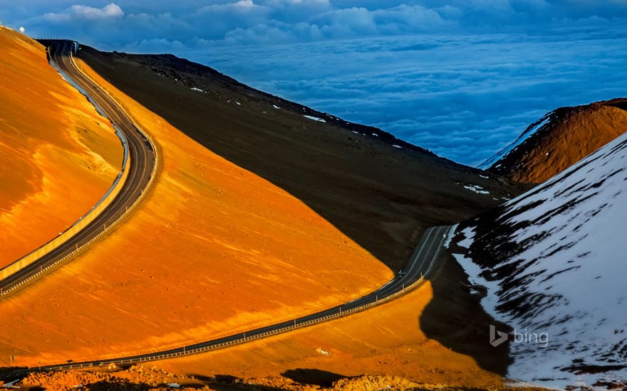 The road up Mauna Kea on the Big Island of Hawaii