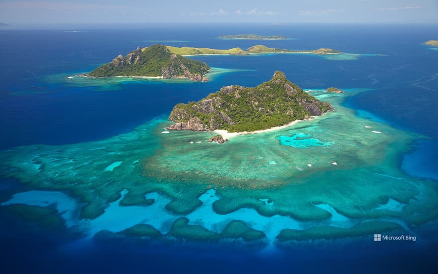 Coral reef surrounding the island of Monuriki, Mamanuca Islands, Fiji