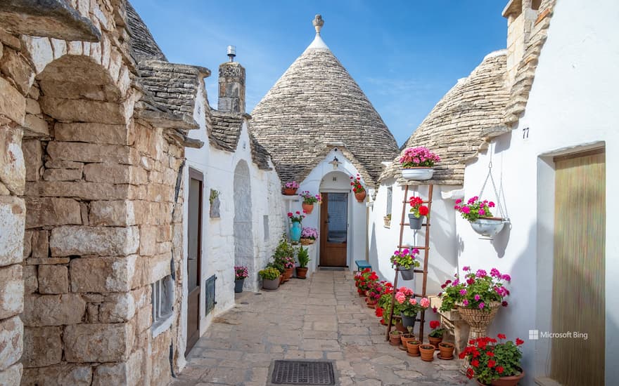 Trullo buildings in Alberobello, Apulia, Italy