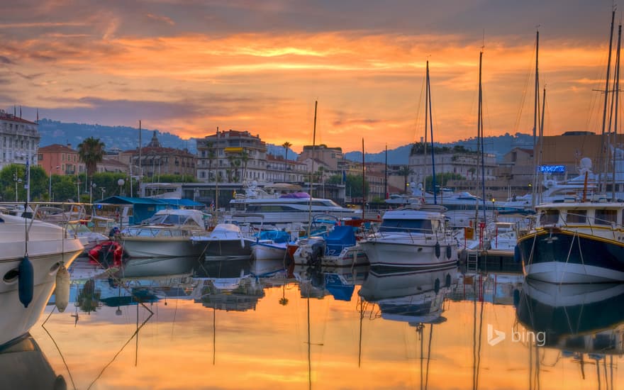 Boats moored in the Vieux-Port, Cannes, France