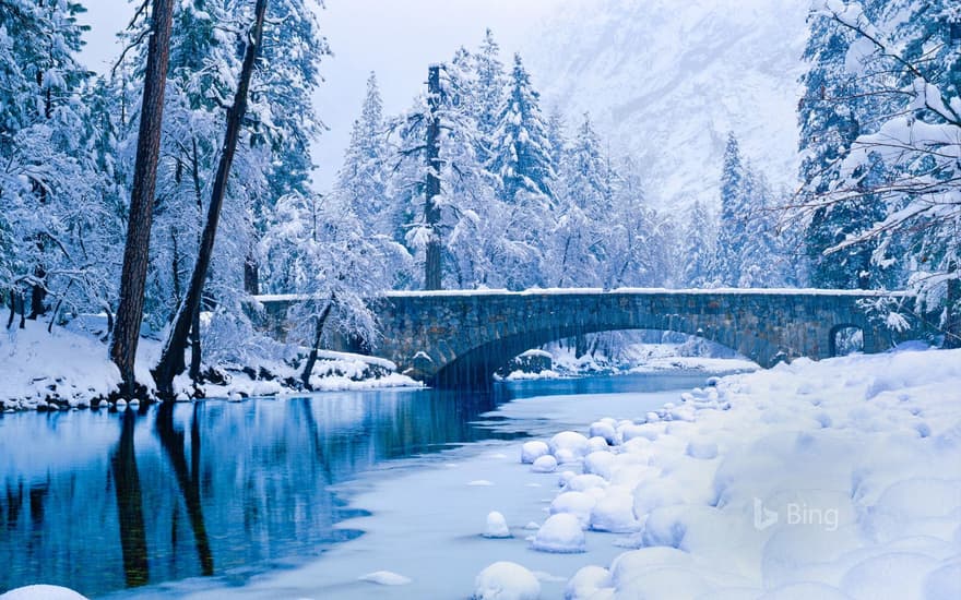 The Stoneman Bridge on the Merced River in Yosemite National Park, California