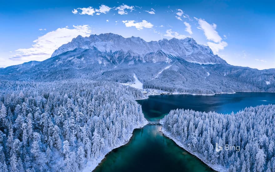 Eibsee, a lake at the base of Zugspitze, Bavaria, Germany